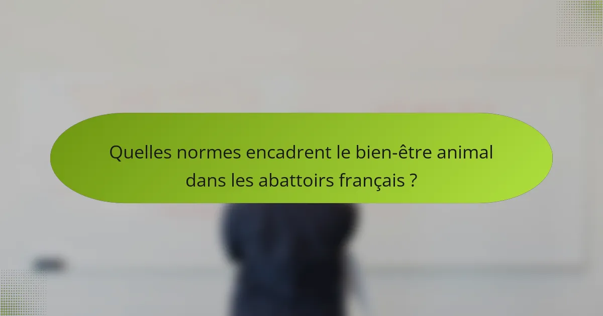 Quelles normes encadrent le bien-être animal dans les abattoirs français ?