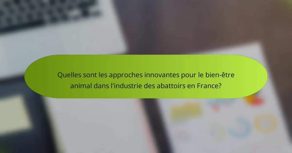 Quelles sont les approches innovantes pour le bien-être animal dans l'industrie des abattoirs en France?