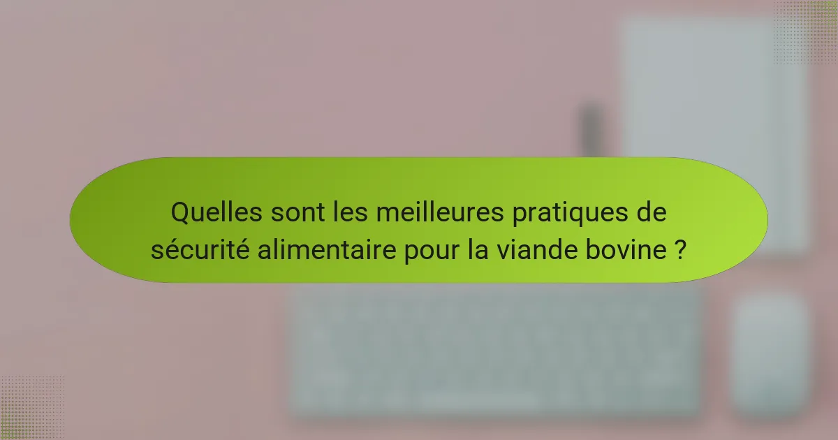 Quelles sont les meilleures pratiques de sécurité alimentaire pour la viande bovine ?