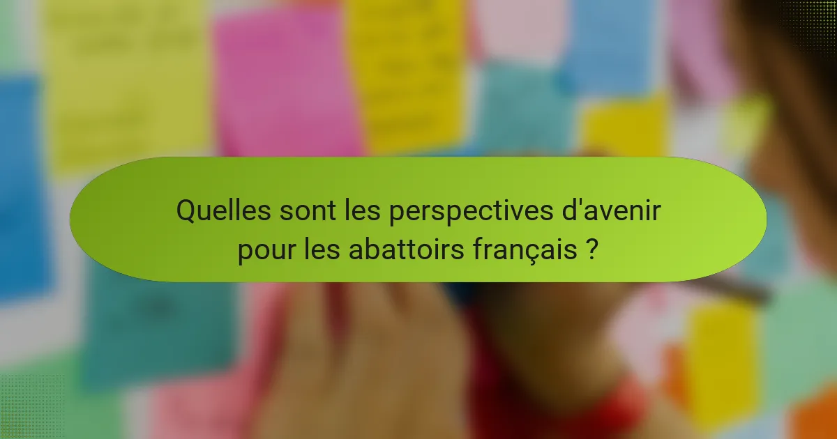 Quelles sont les perspectives d'avenir pour les abattoirs français ?