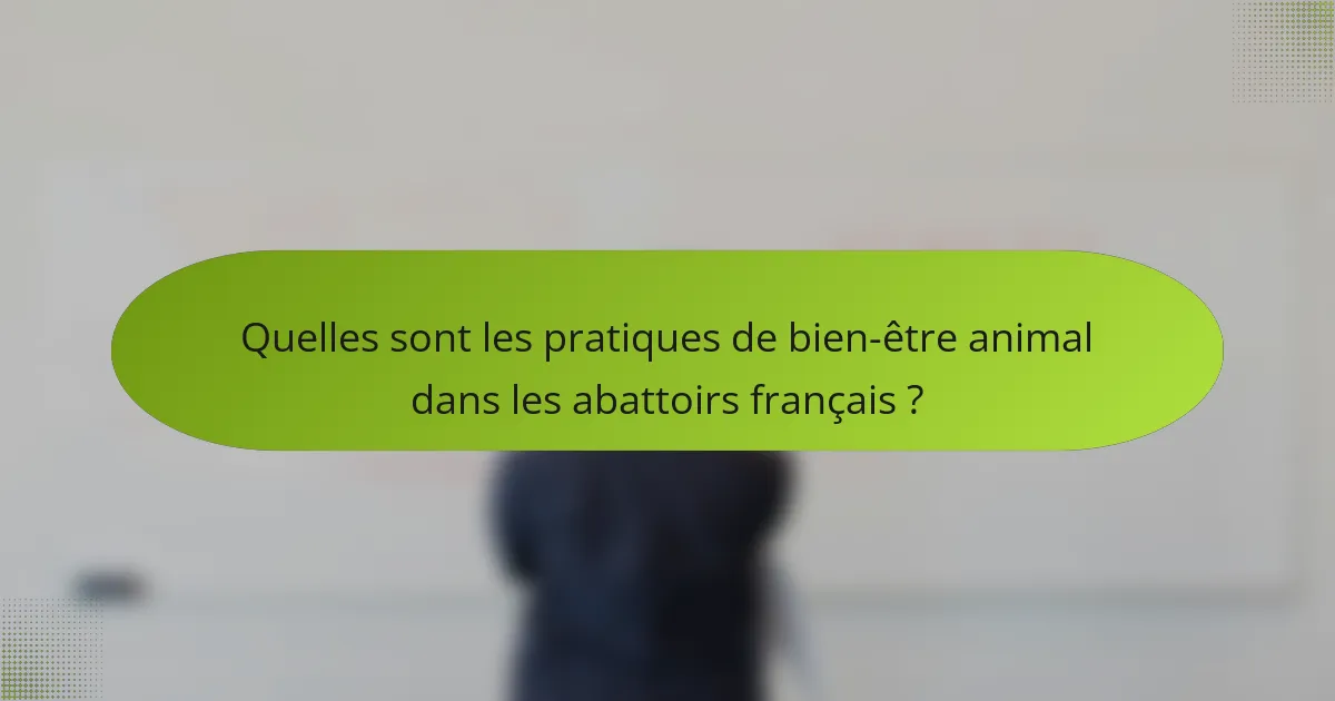 Quelles sont les pratiques de bien-être animal dans les abattoirs français ?
