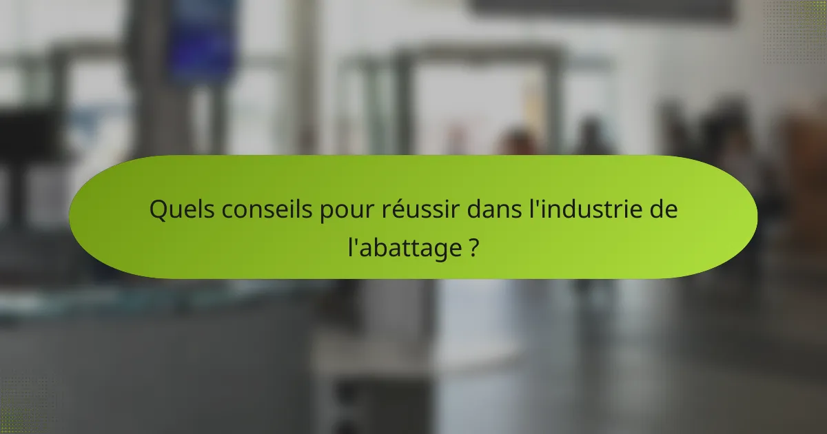 Quels conseils pour réussir dans l'industrie de l'abattage ?