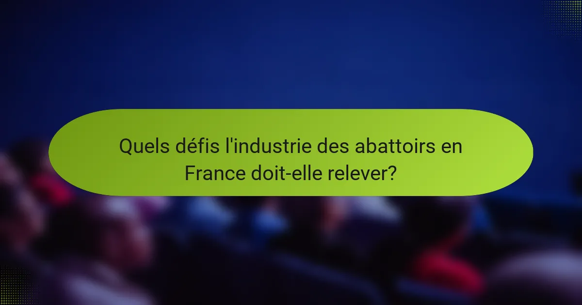 Quels défis l'industrie des abattoirs en France doit-elle relever?