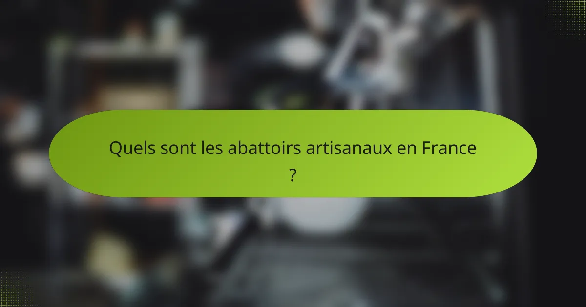 Quels sont les abattoirs artisanaux en France ?