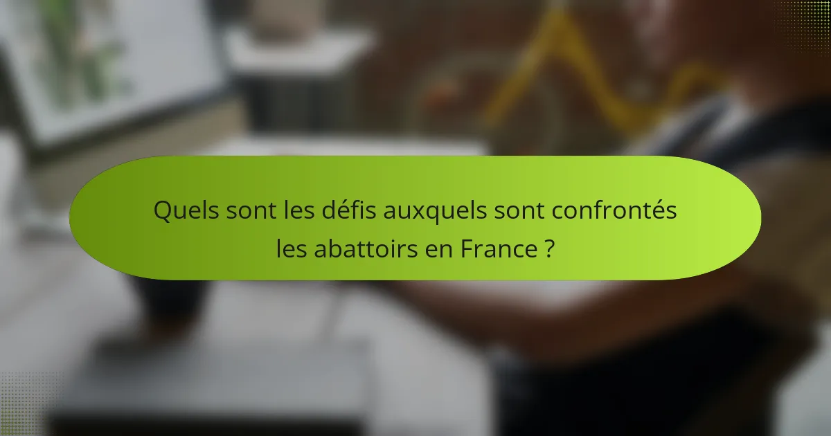 Quels sont les défis auxquels sont confrontés les abattoirs en France ?