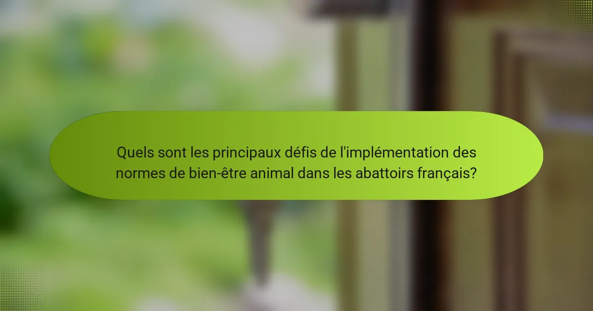 Quels sont les principaux défis de l'implémentation des normes de bien-être animal dans les abattoirs français?