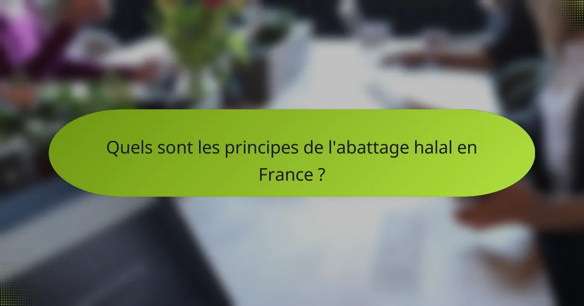 Quels sont les principes de l'abattage halal en France ?