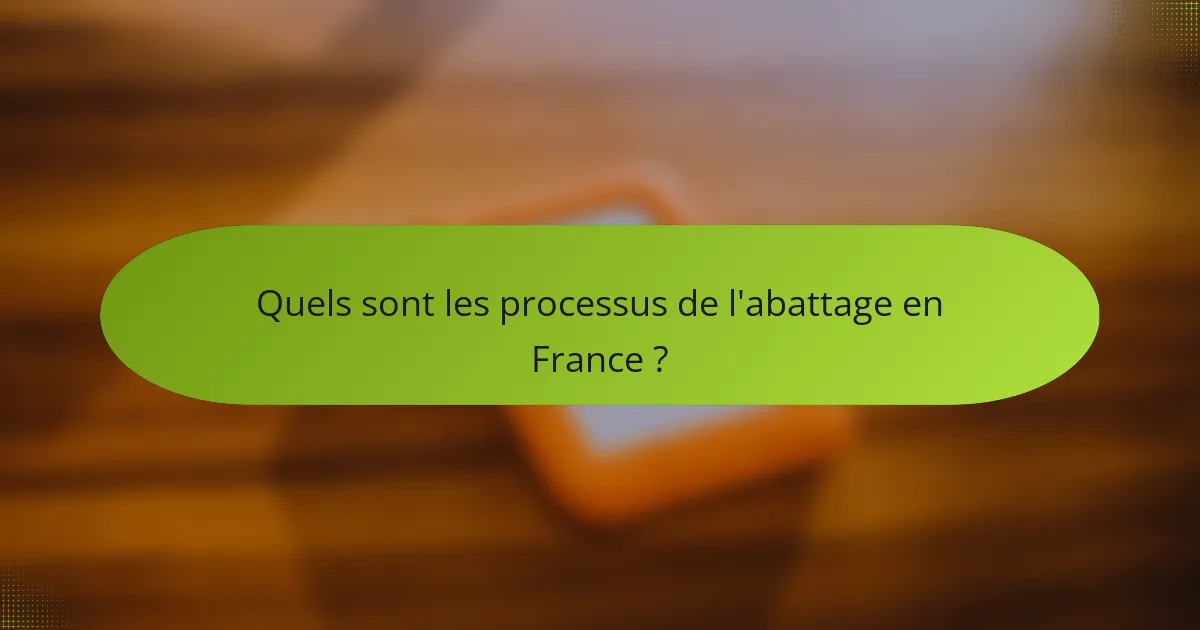 Quels sont les processus de l'abattage en France ?