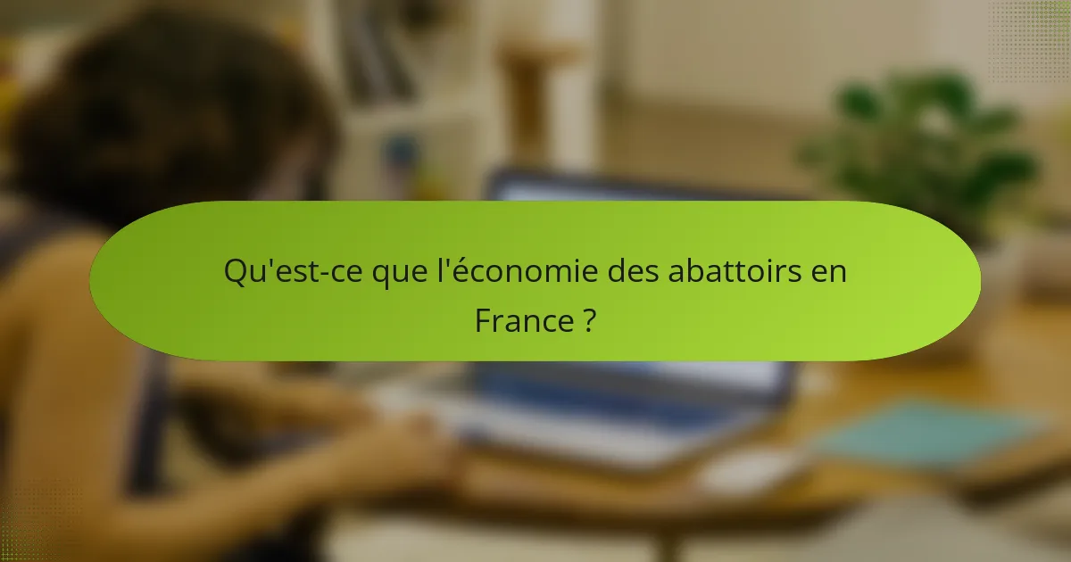Qu'est-ce que l'économie des abattoirs en France ?
